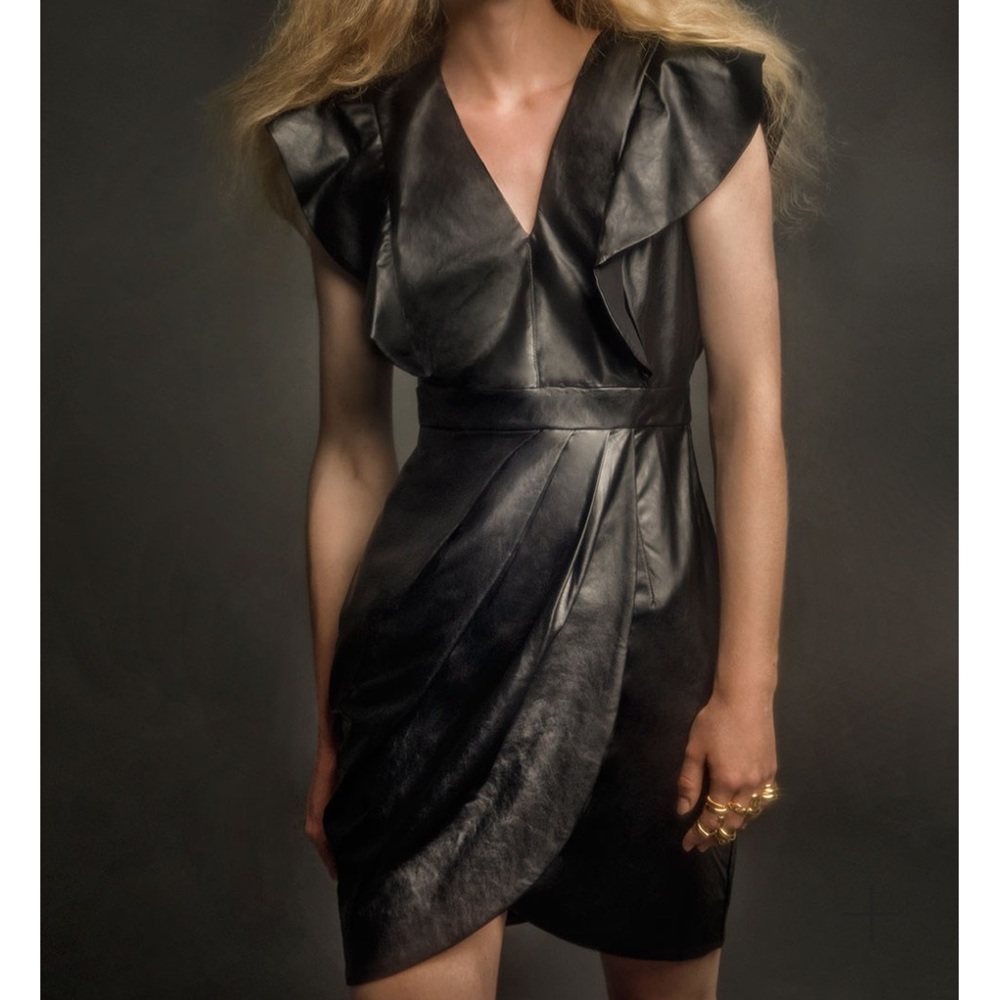 Desiree Black Faux Leather Dress Sz Small